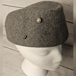 Vintage GEO W. Bollman Peachfelt Grey Wool Pillbox Hat Ladies Wool Millinery Cap